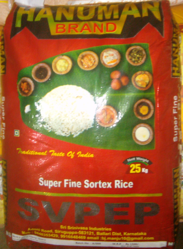 Hanuman raw rice sona masoori 2yrs  old 26 kg (min order 4 bag)